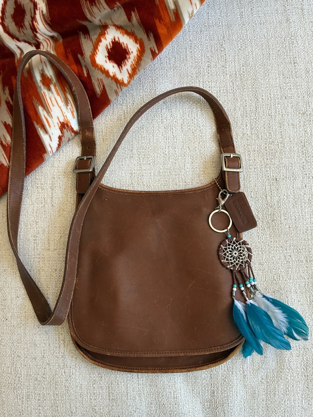 Coach Vintage Hippie Flap Leather Saddle Bag, Cognac Brown / Silver, 9135